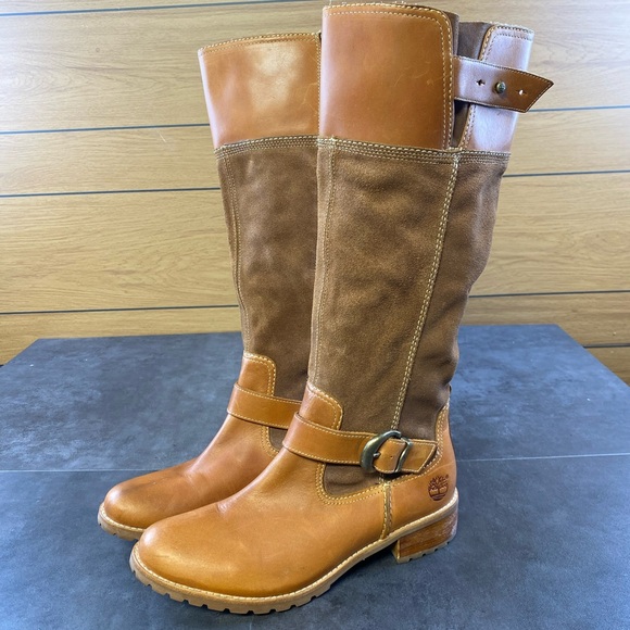 Timberland Earthkeepers Tan and Brown Leather Riding Boots size 9.5 - Picture 1 of 10